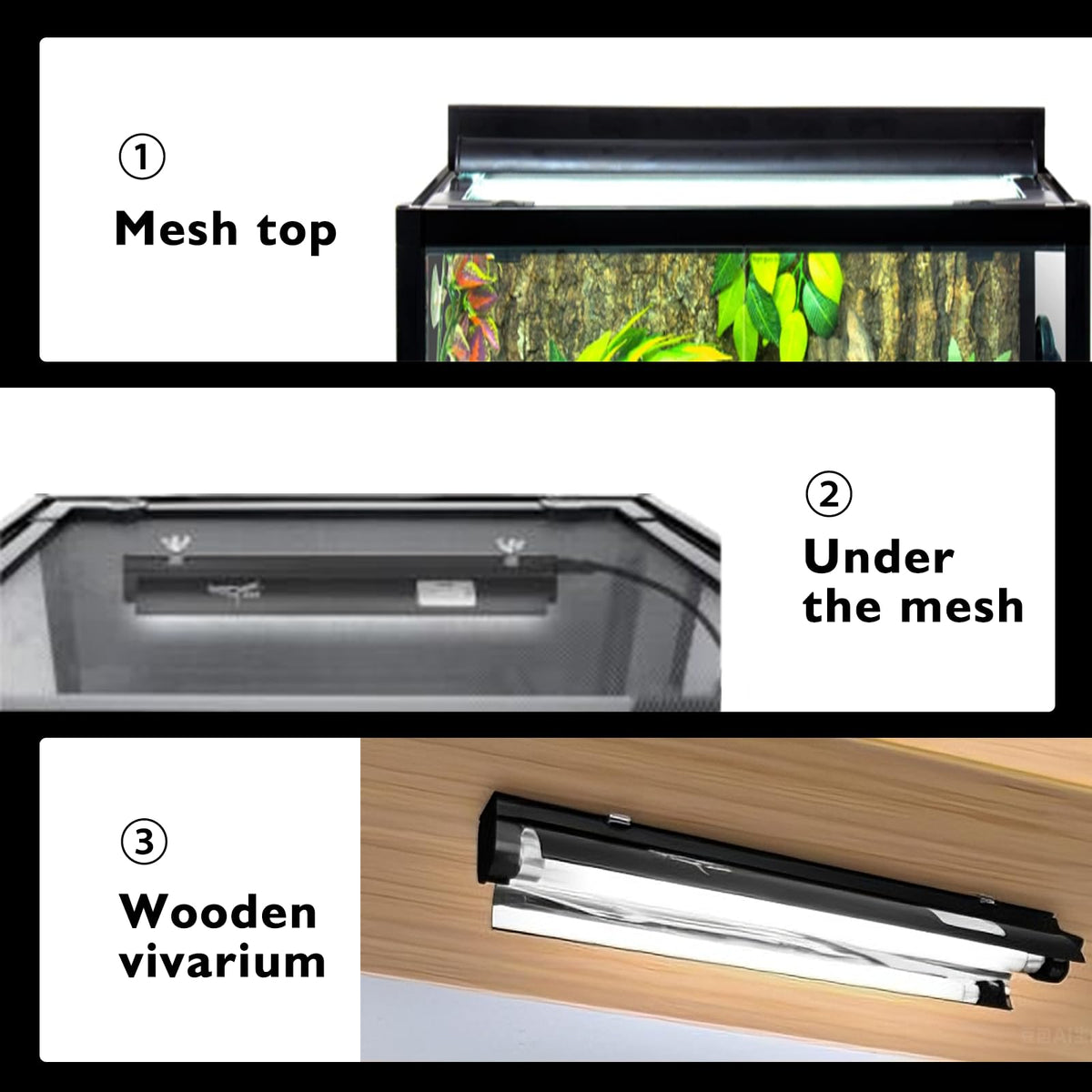 15W T5 HO UVB Terrarium Hood with Detachable Curved Reflector C2890