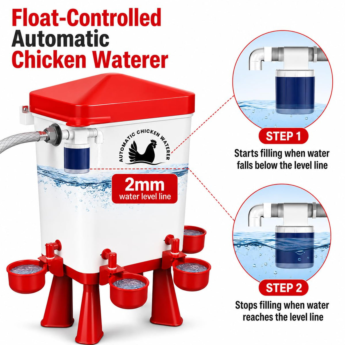 3 Gallon Chicken Waterer with 10 Cups V773254