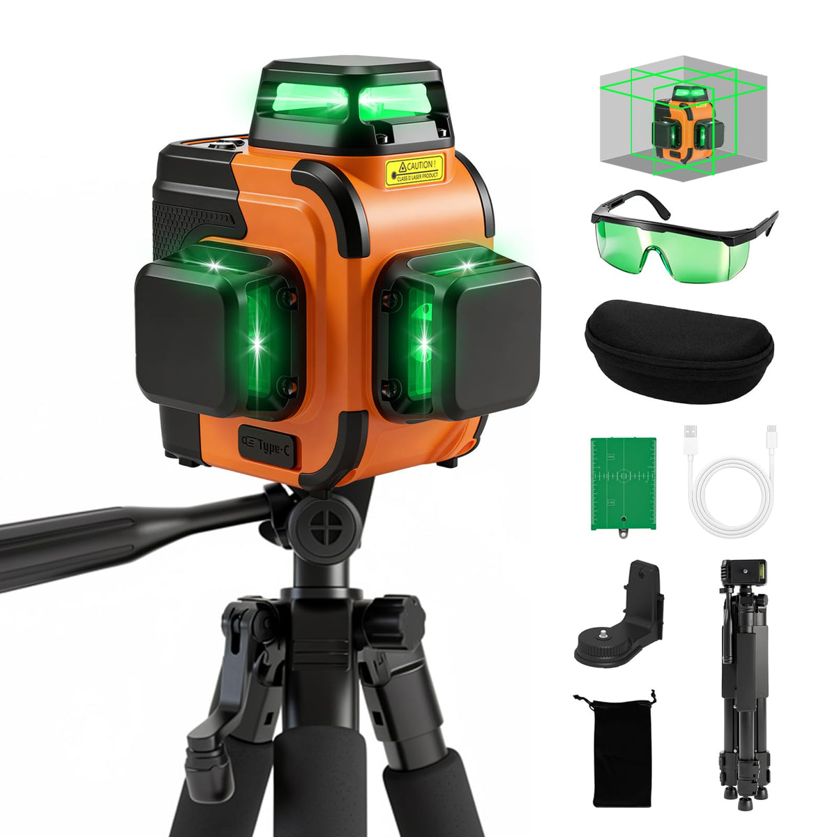 3x360° Self Leveling Laser Level with Tripod C770