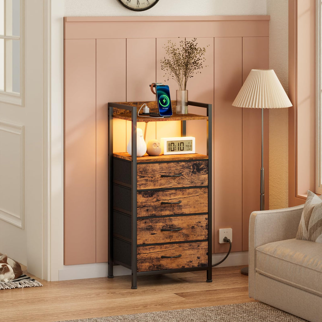 4 Drawer Night Stand with Charging Station V752