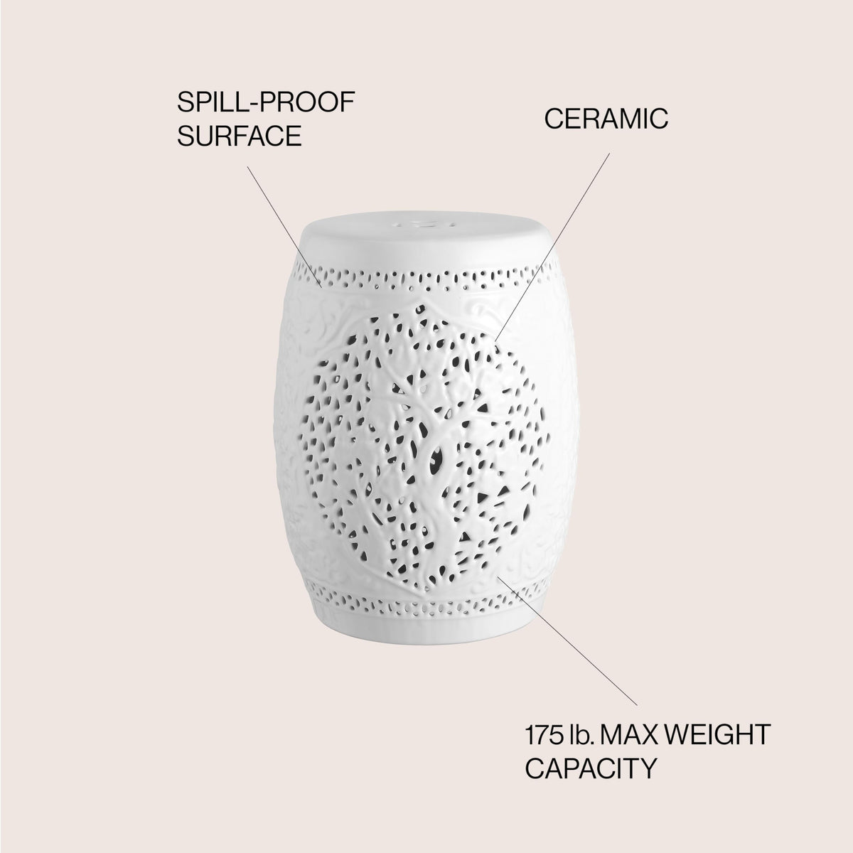 White Ceramic Garden Stool X145246