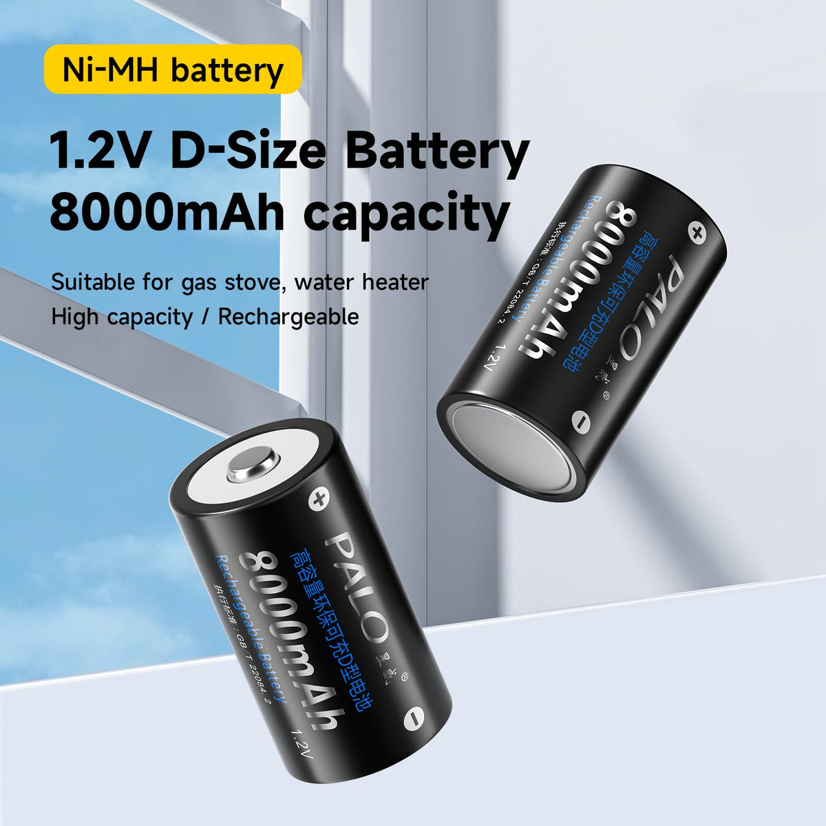 Rechargeable D Batteries with Charger D15526
