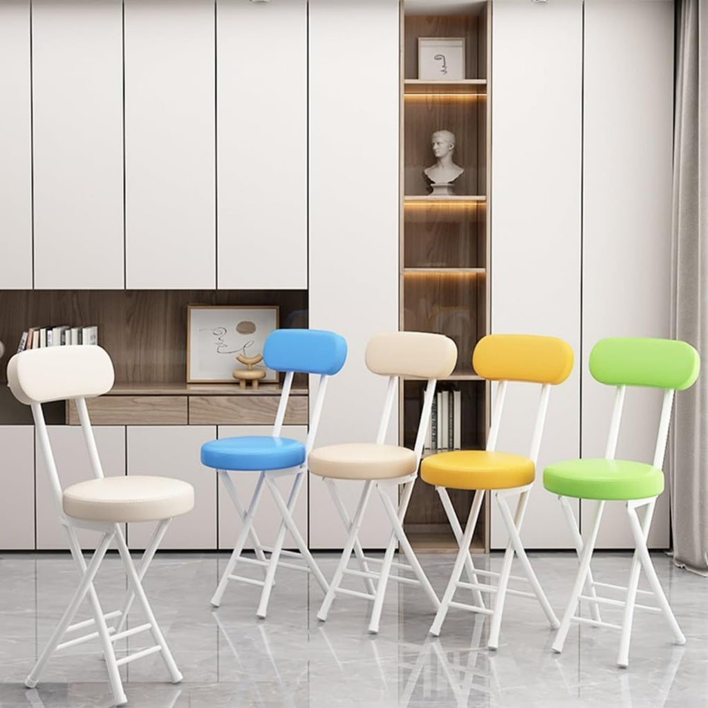 Black Cushioned Folding Stool with Backrest J463
