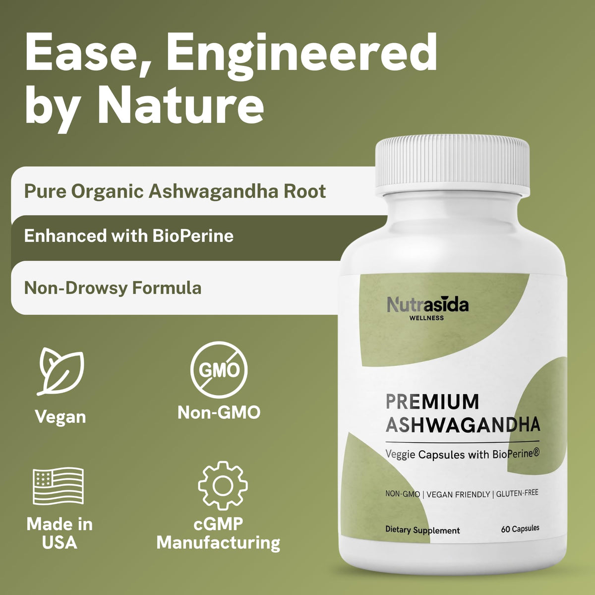 Ashwagandha 600mg Vegan Gluten-Free 60 Count S43751
