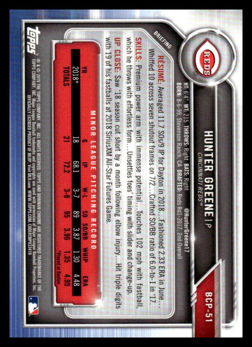 2019 Bowman Chrome Prospects Refractors Baseball Trading Card Y323676