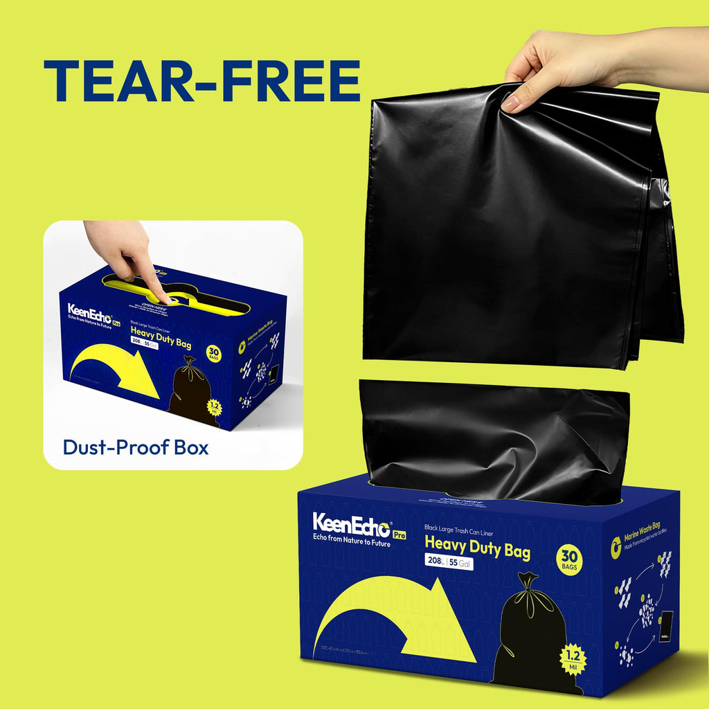 55 Gallon 30 Count 1.2 Mil Black Heavy Duty Trash Bags W8071