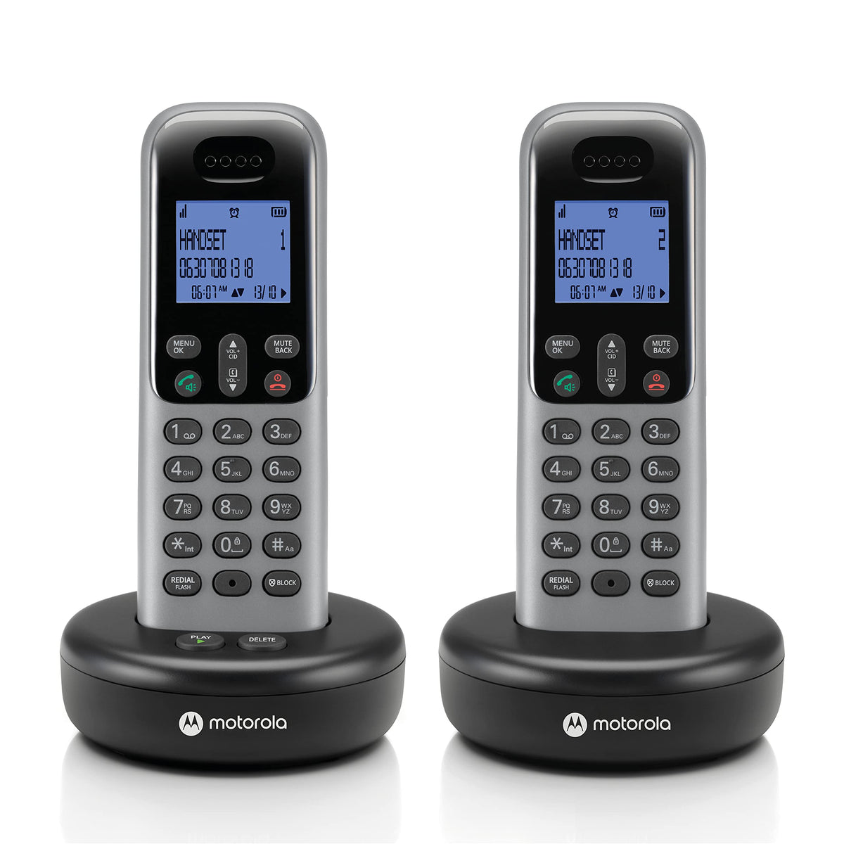 Cordless Phone with Answering Machine, 2 Handsets, Caller ID D135