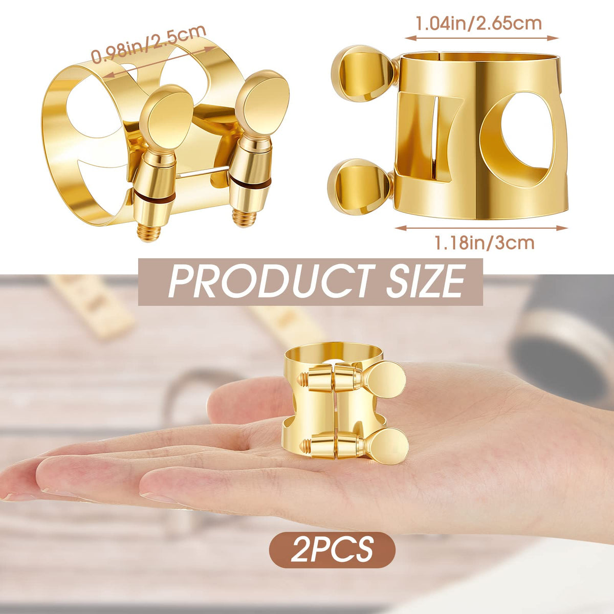 2 Pcs Gold Alto Saxophone Ligature L308539