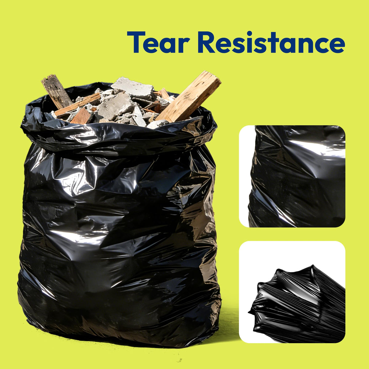 55 Gallon 30 Count 1.2 Mil Black Heavy Duty Trash Bags W8071
