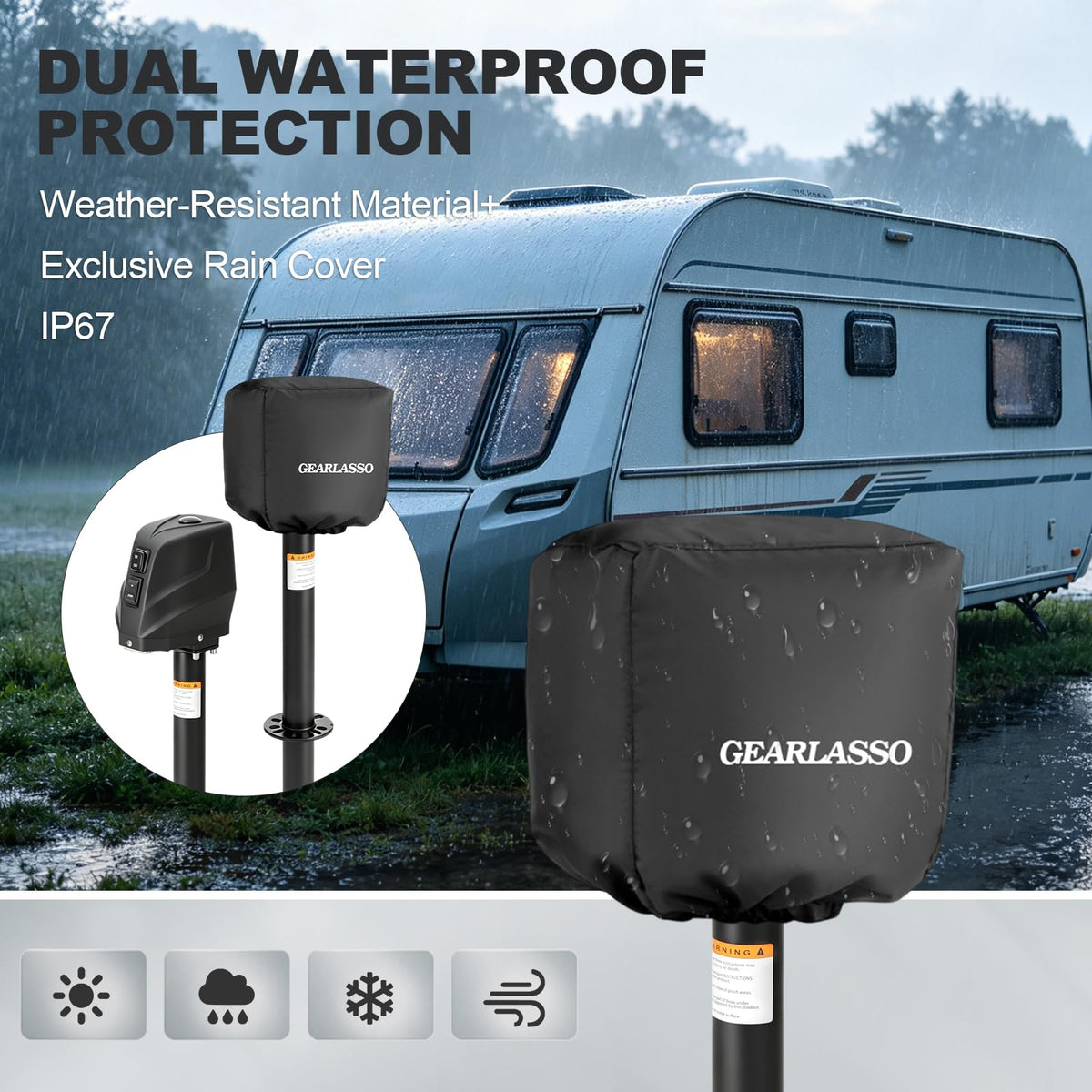 Electric Trailer Jack with Waterproof Cover & LED Light Y111304
