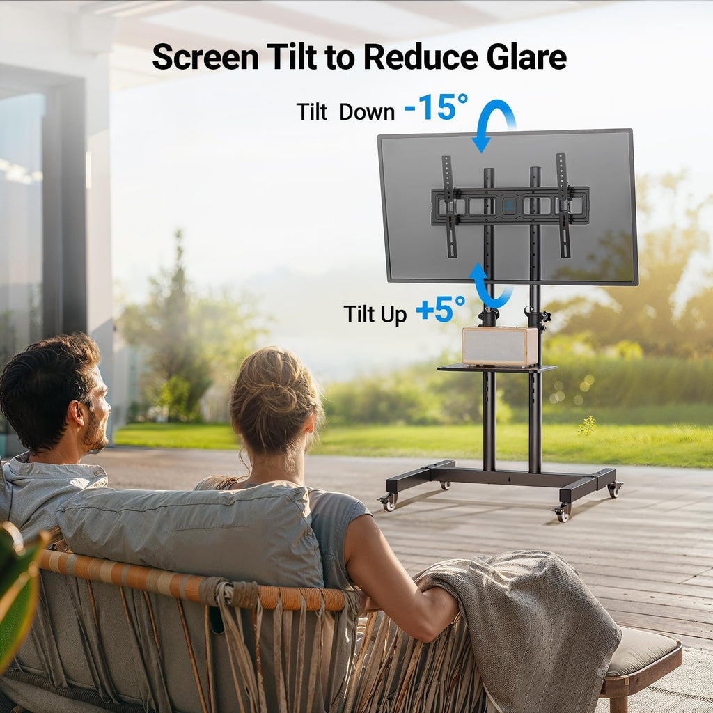 Rolling TV Stand on Wheels for 32-83 Inch Screens up to 110lbs O923
