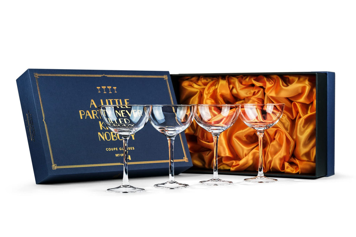 Set of 4 Vintage Crystal Champagne Coupe Glasses Y44242