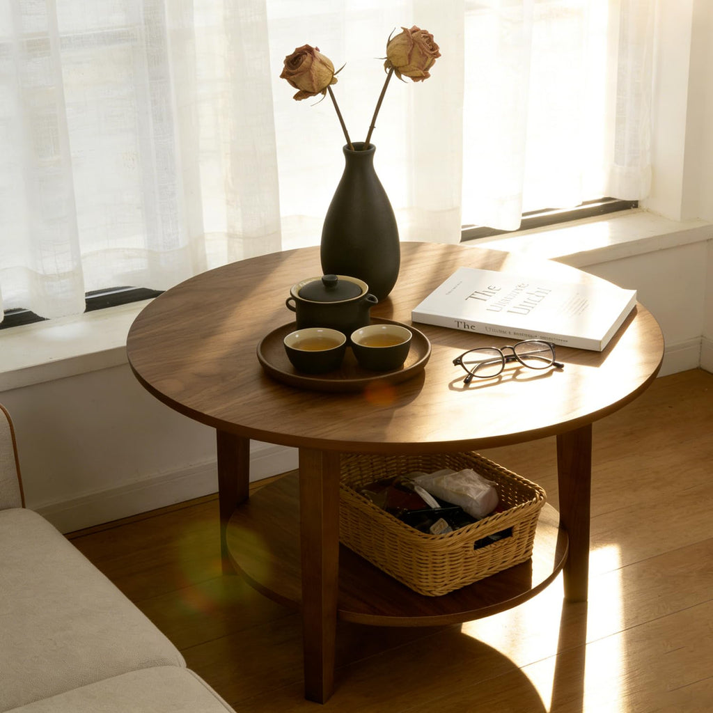 2-Tier Round Wood Coffee Table Q348827