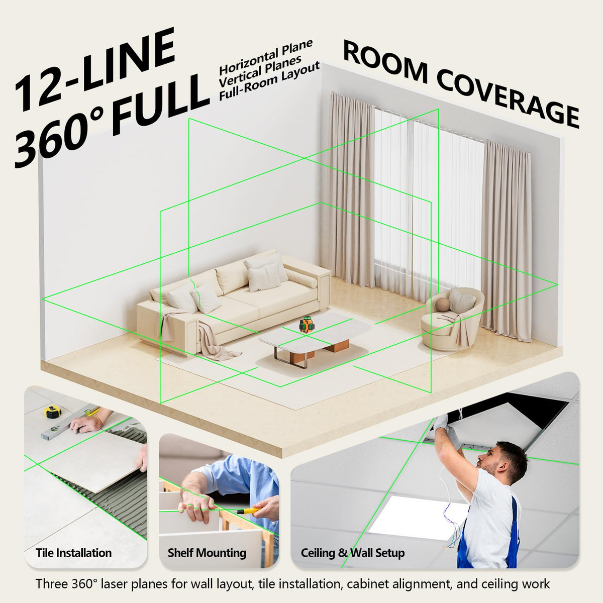 3x360° Self Leveling Laser Level with Tripod C770