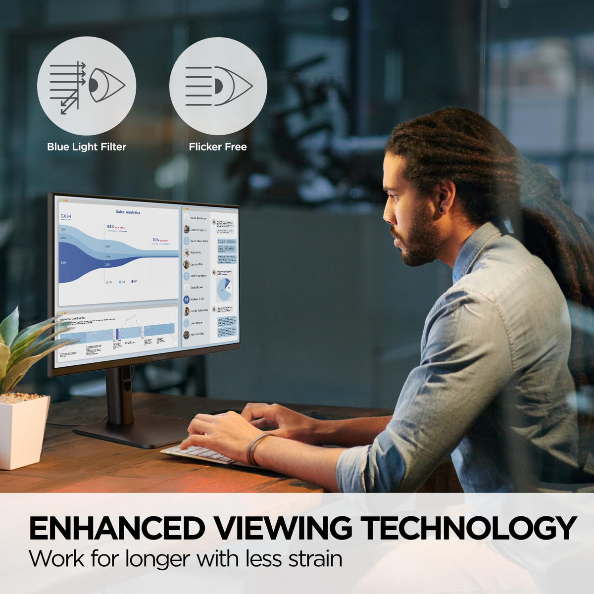22 Inch 1080p VA Monitor with HDMI DisplayPort VGA USB X22947