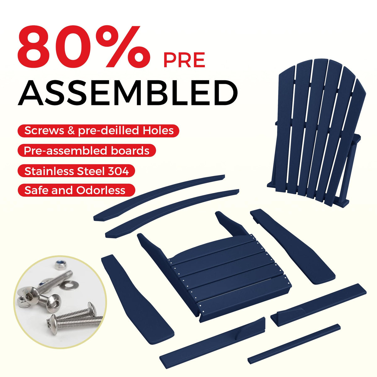 Navy Blue HDPE Adirondack Chair M844662