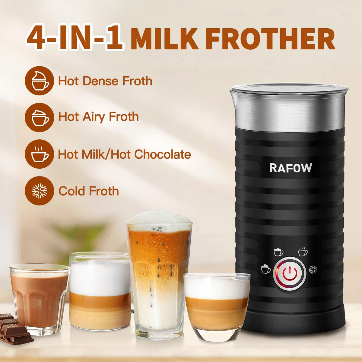 4 In 1 Electric Milk Frother Steamer 350ml A2134