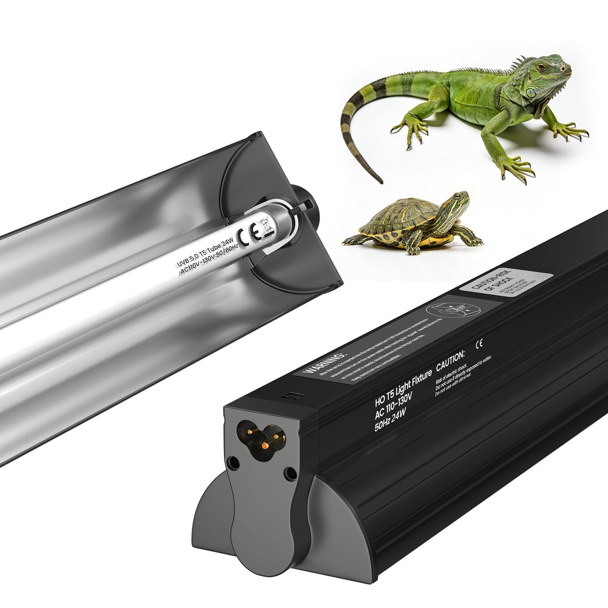 24W T5 5.0 UVB Reptile Light Fixture Combo Kit A37301