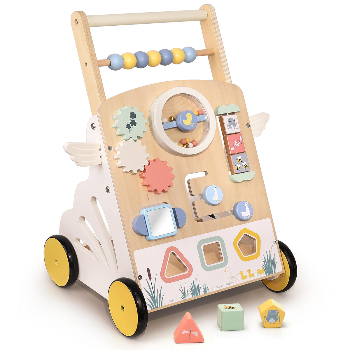 Wooden Baby Walker, Speed Adjustable Push Walker B1399