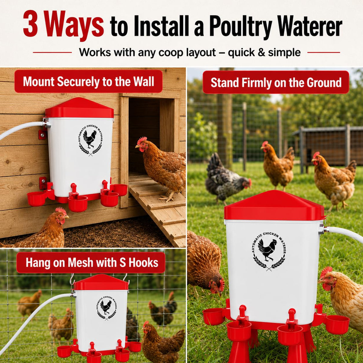 3 Gallon Chicken Waterer with 10 Cups V773254