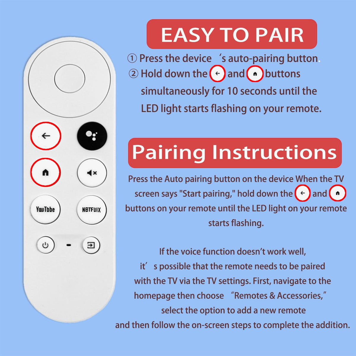 Replacement Voice Remote Control Compatible with Google Chromecast TV U659