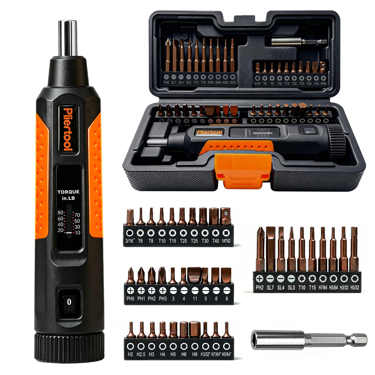 42Pcs Preset Torque Screwdriver Set 10-80 Inch Pound A50532