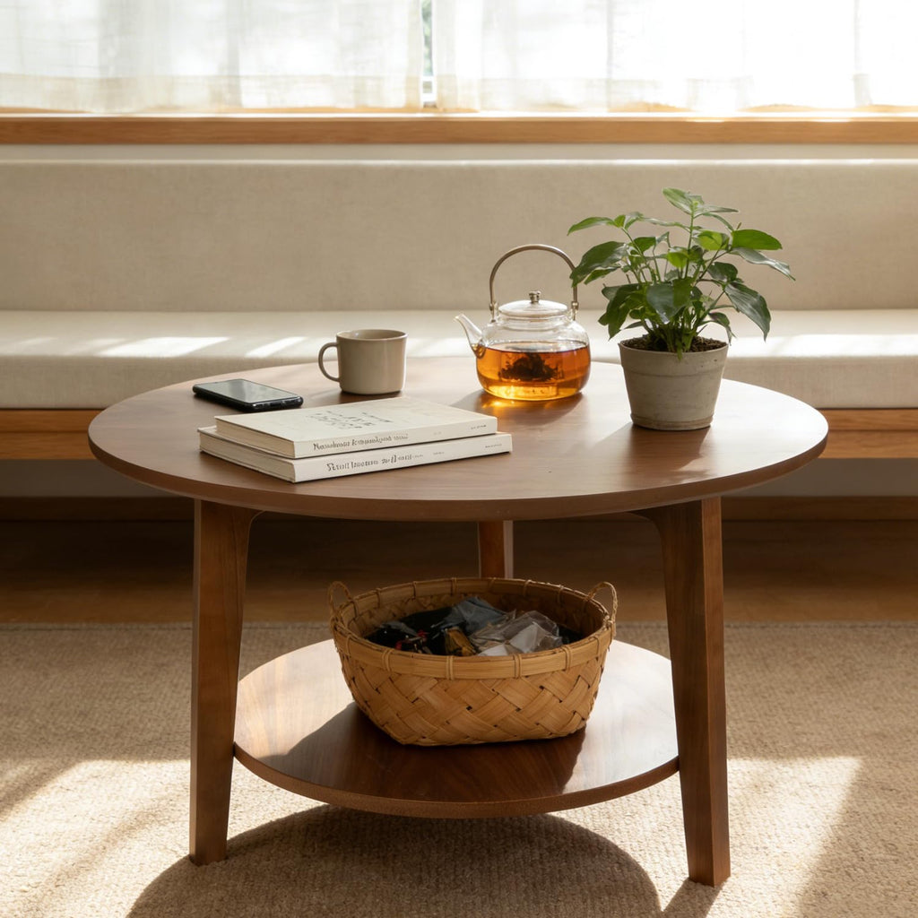 2-Tier Round Wood Coffee Table Q348827