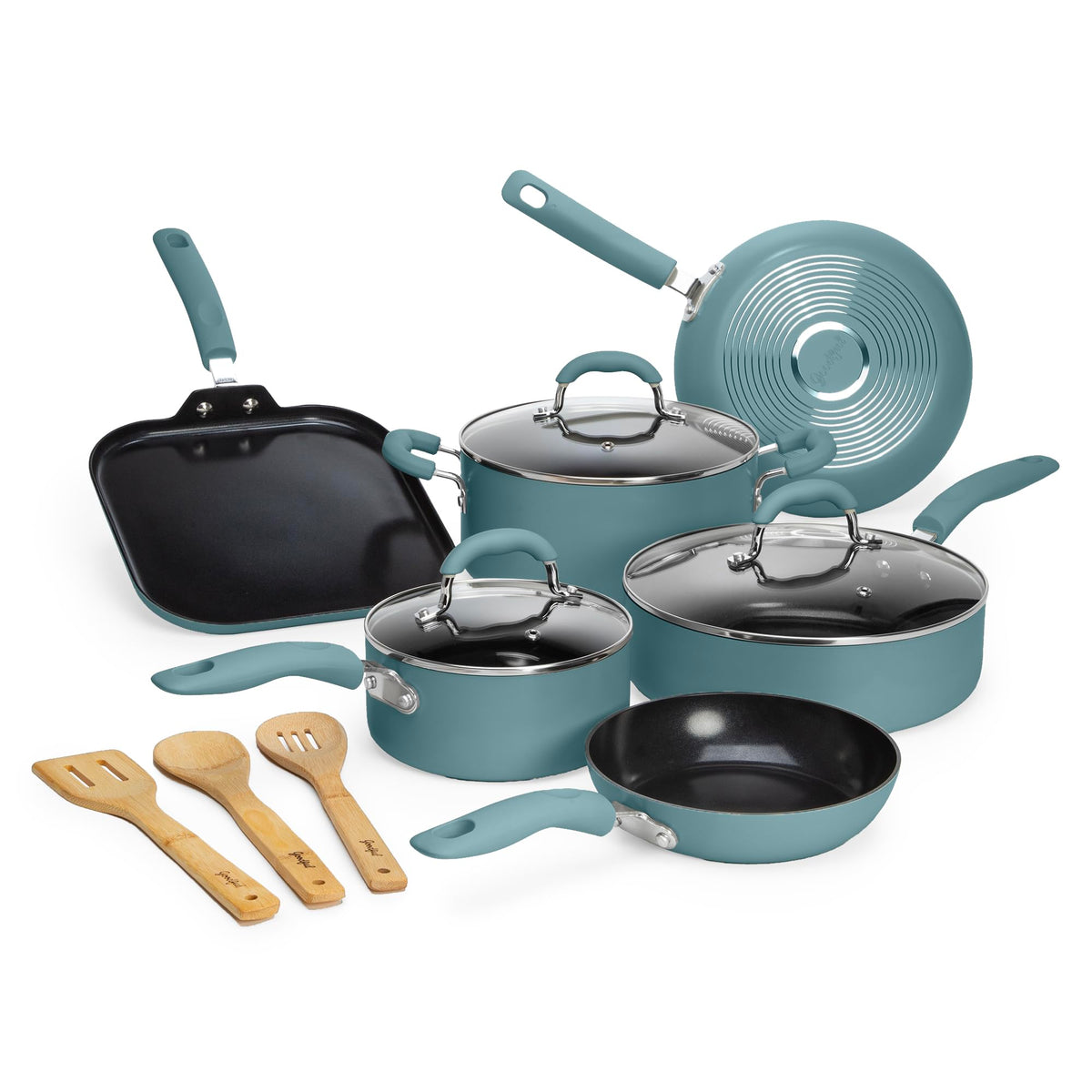 Turquoise 12-Piece Ceramic Nonstick Cookware Set U925008