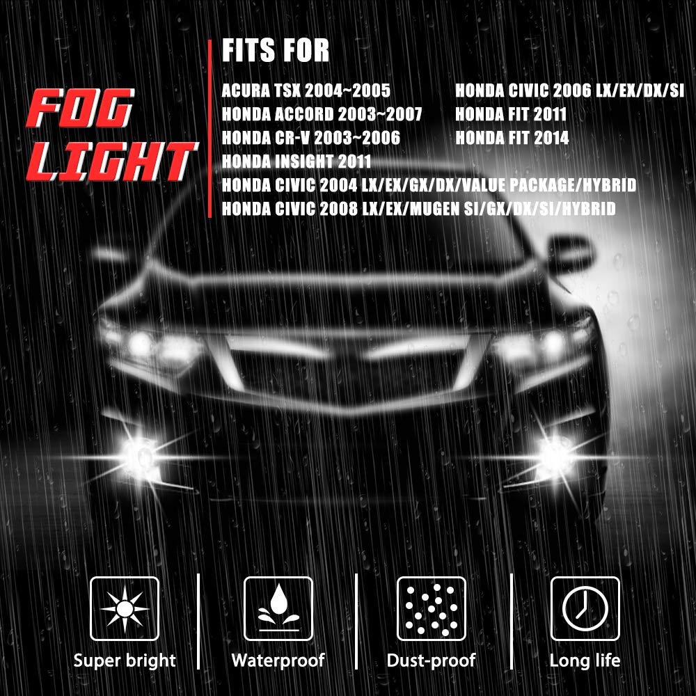 Driving Fog Lights Lamps Replacement with H11 12V 55W Halogen Bulbs & Wiring Harness Kit (Clear Lens) N949