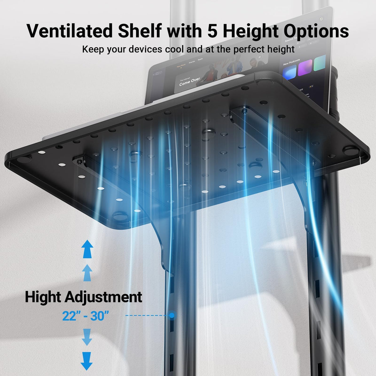 Rolling TV Stand on Wheels for 32-83 Inch Screens up to 110lbs O923