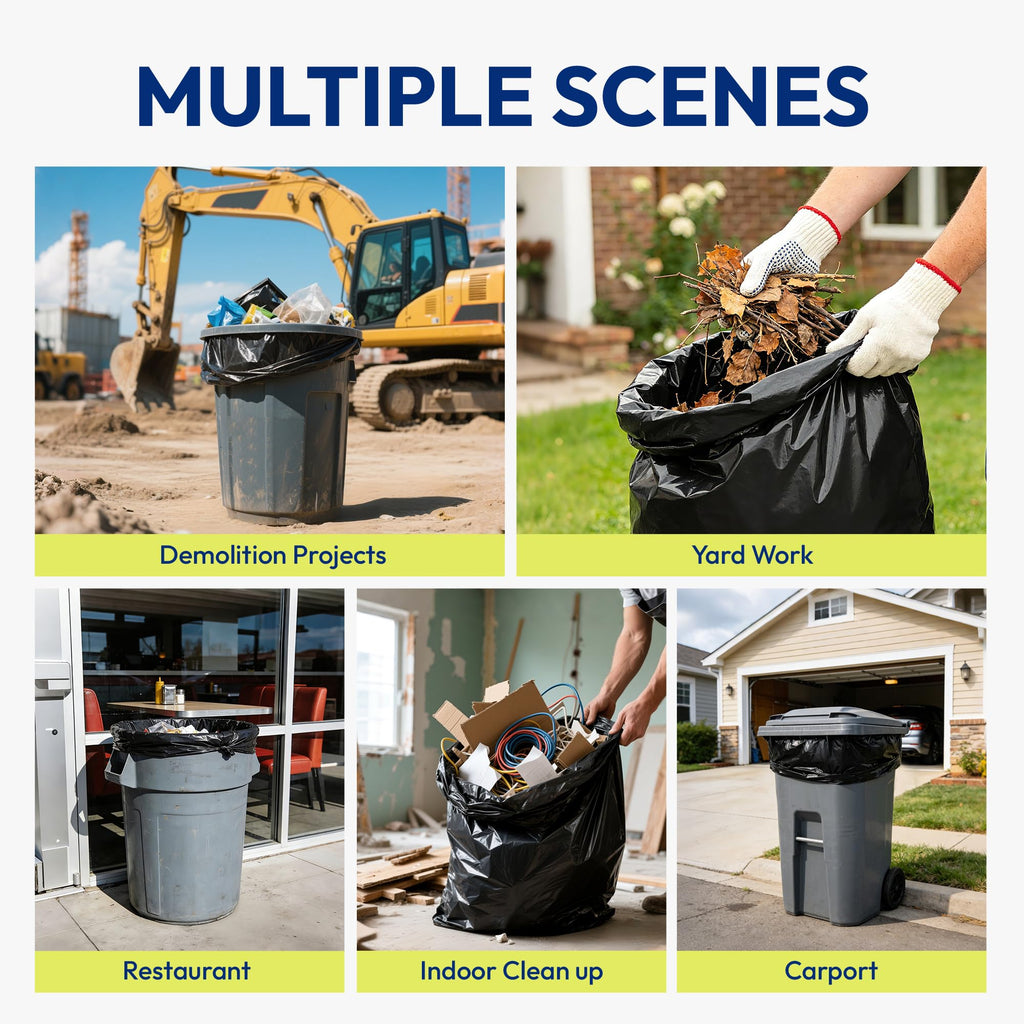 55 Gallon 30 Count 1.2 Mil Black Heavy Duty Trash Bags W8071