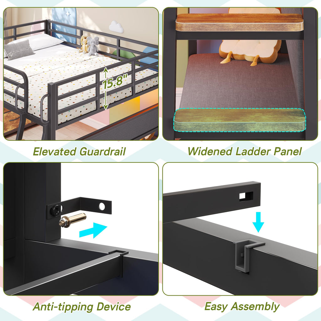 Full Size Low Loft Bed with Desk and 9 Storage Drawers L75476