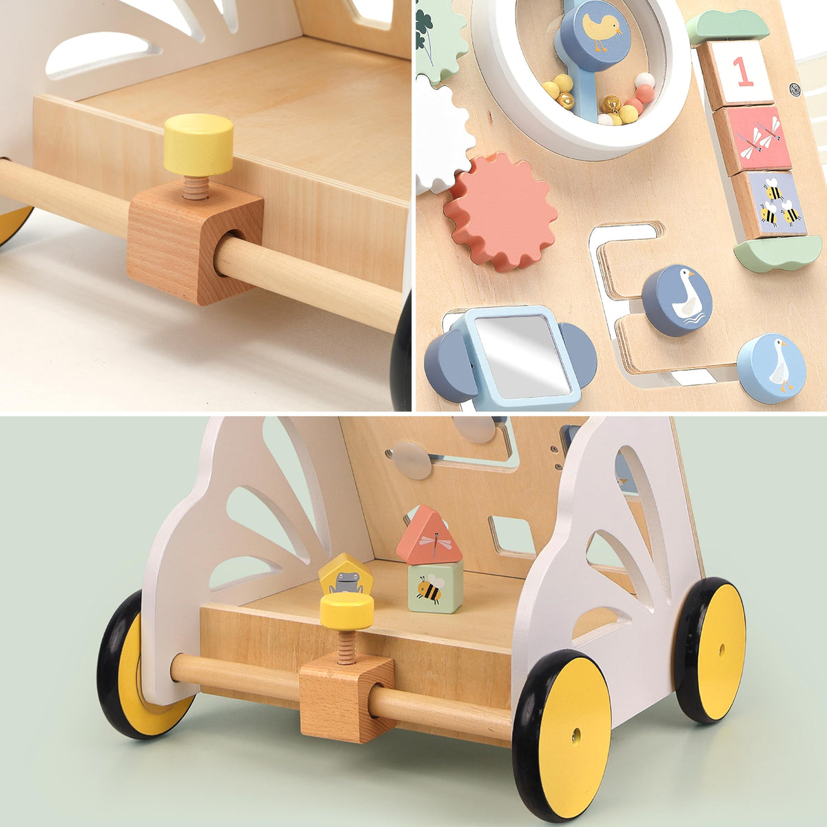 Wooden Baby Walker, Speed Adjustable Push Walker B1399