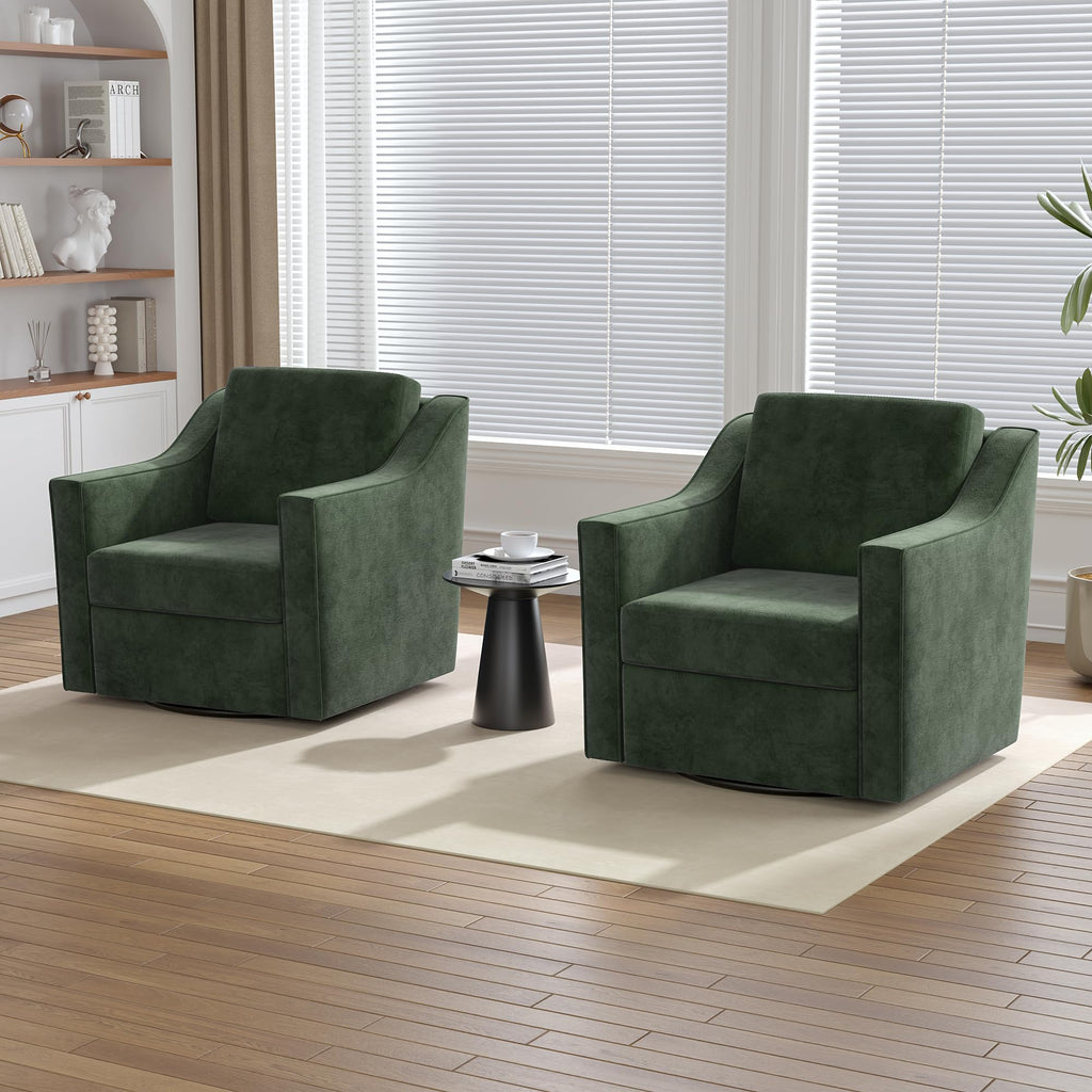 Green Swivel Accent Chairs Set of 2 M881