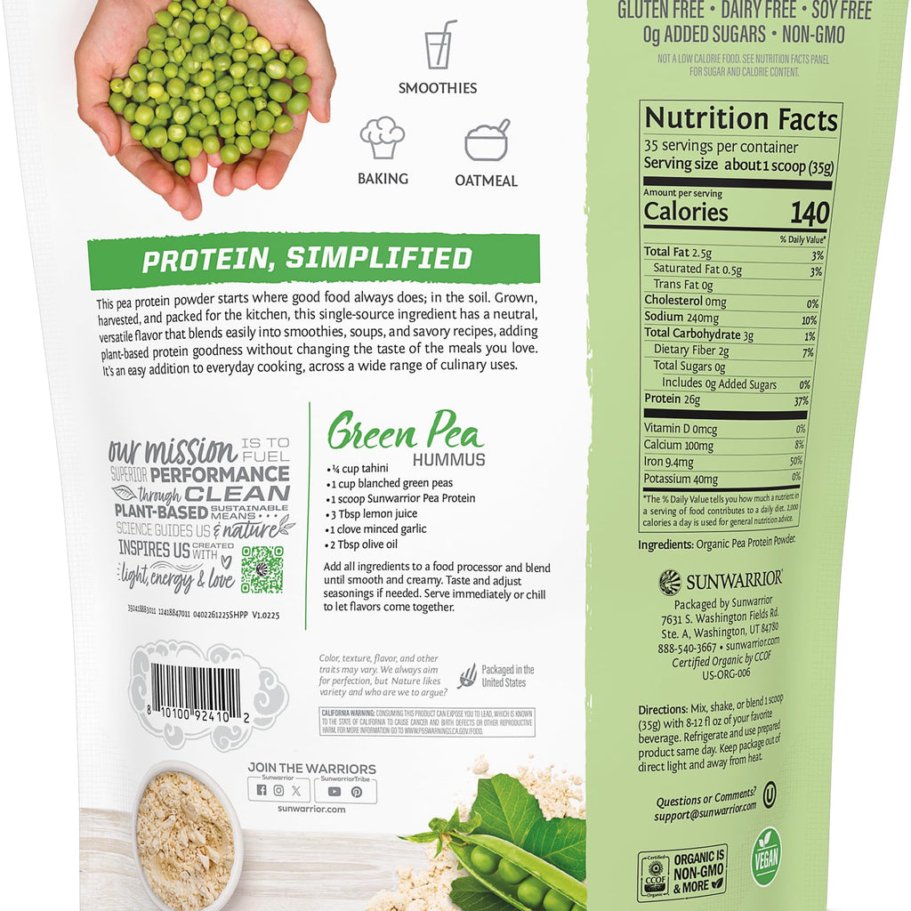 Organic Pea Protein Powder 35 Servings Unflavored D712346