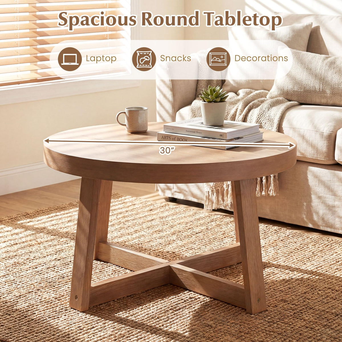 Round Wood Coffee Table O438326
