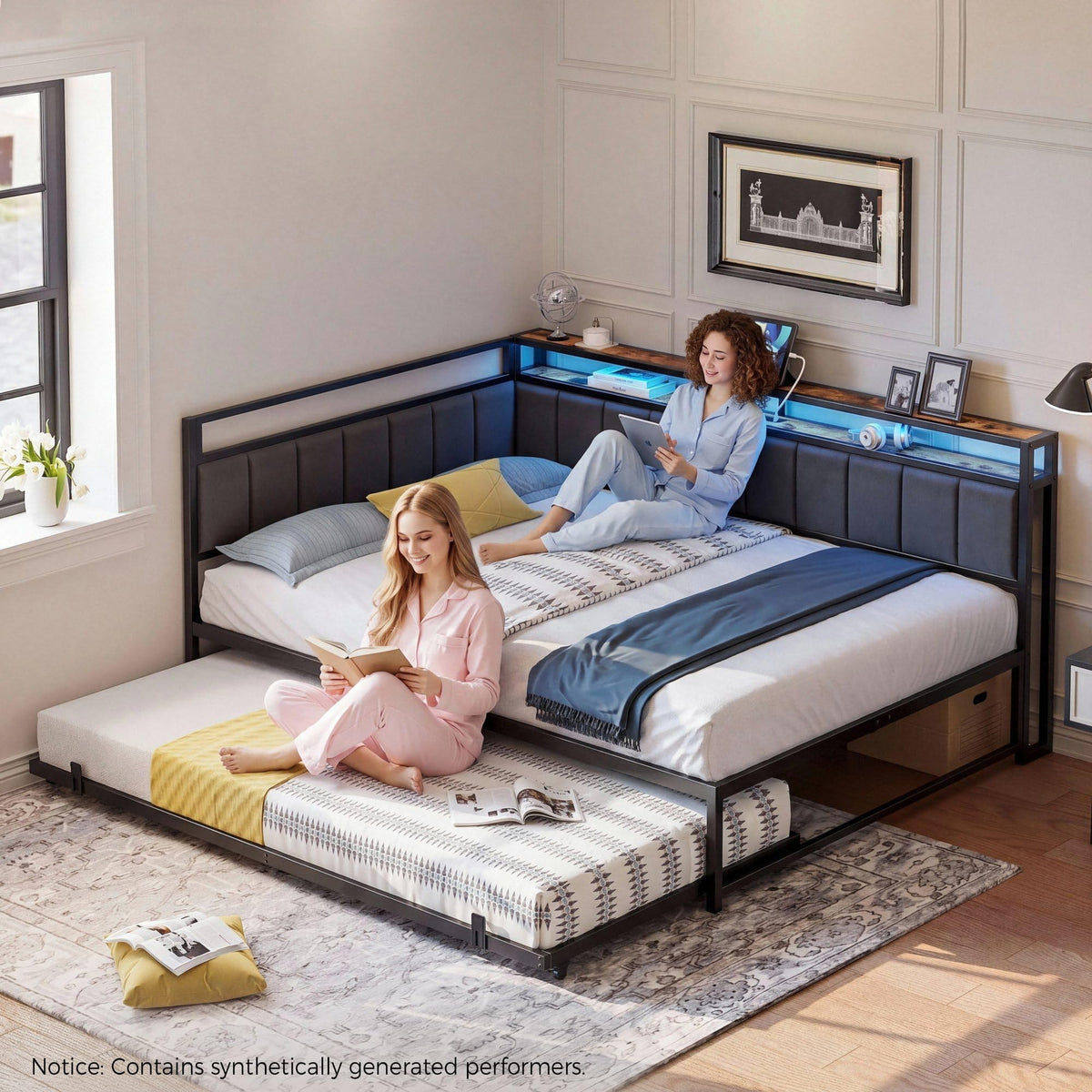 Black Full Daybed with Trundle U120