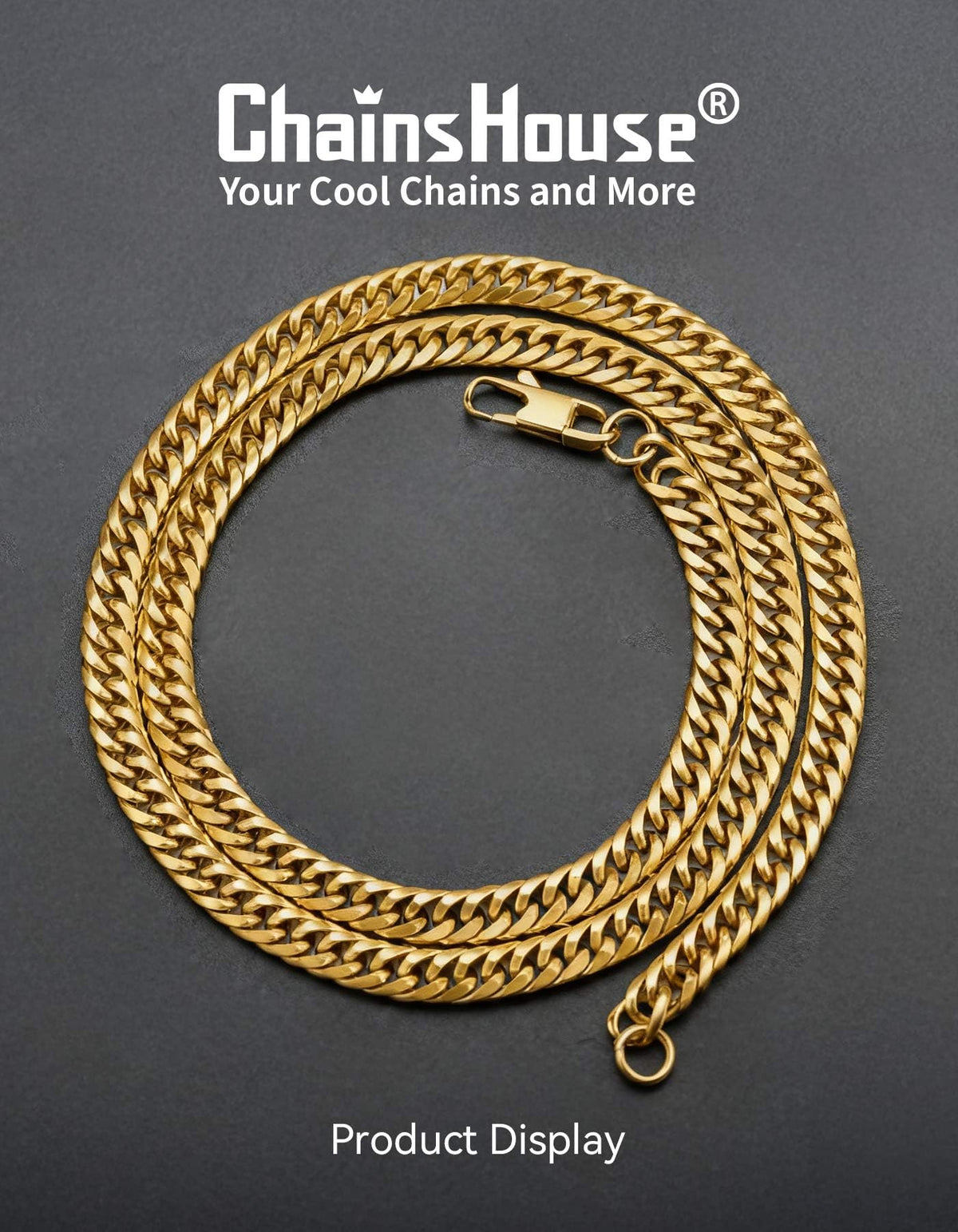 Cuban Link Chain Stainless Steel 14K Gold Plated B8313