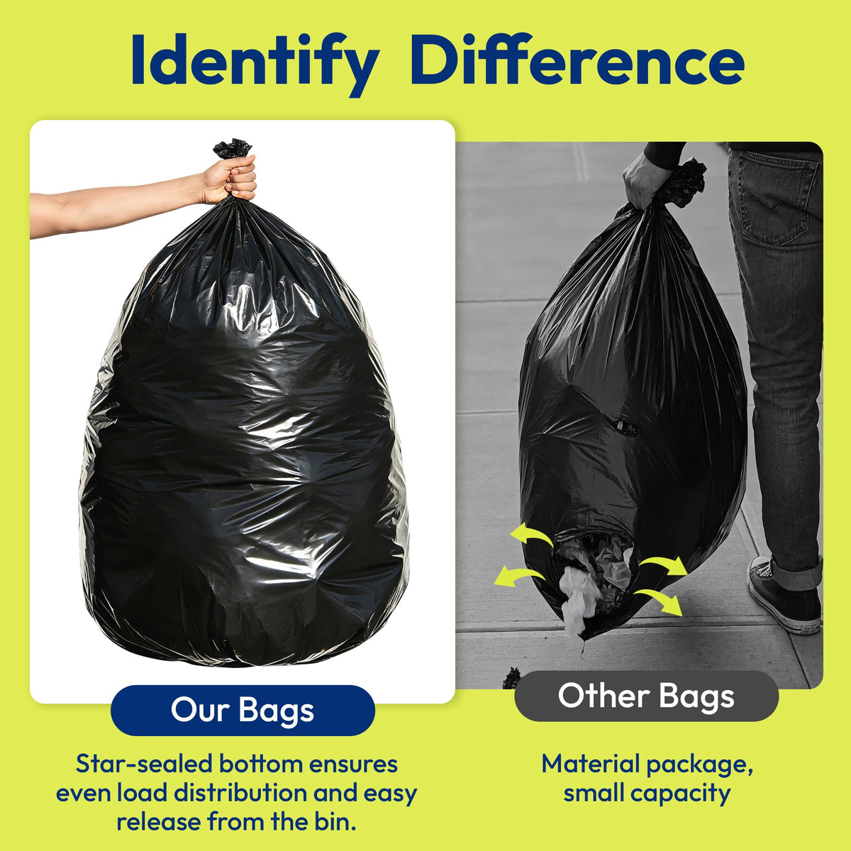 55 Gallon 30 Count 1.2 Mil Black Heavy Duty Trash Bags W8071
