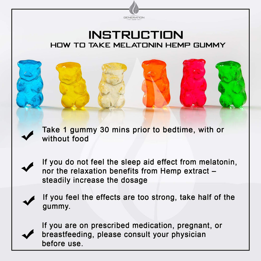 Melatonin Hemp Gummies 5mg 25mg 60 Servings Q9786