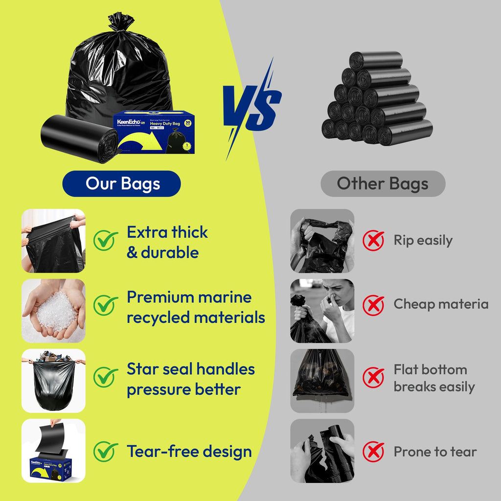 55 Gallon 30 Count 1.2 Mil Black Heavy Duty Trash Bags W8071