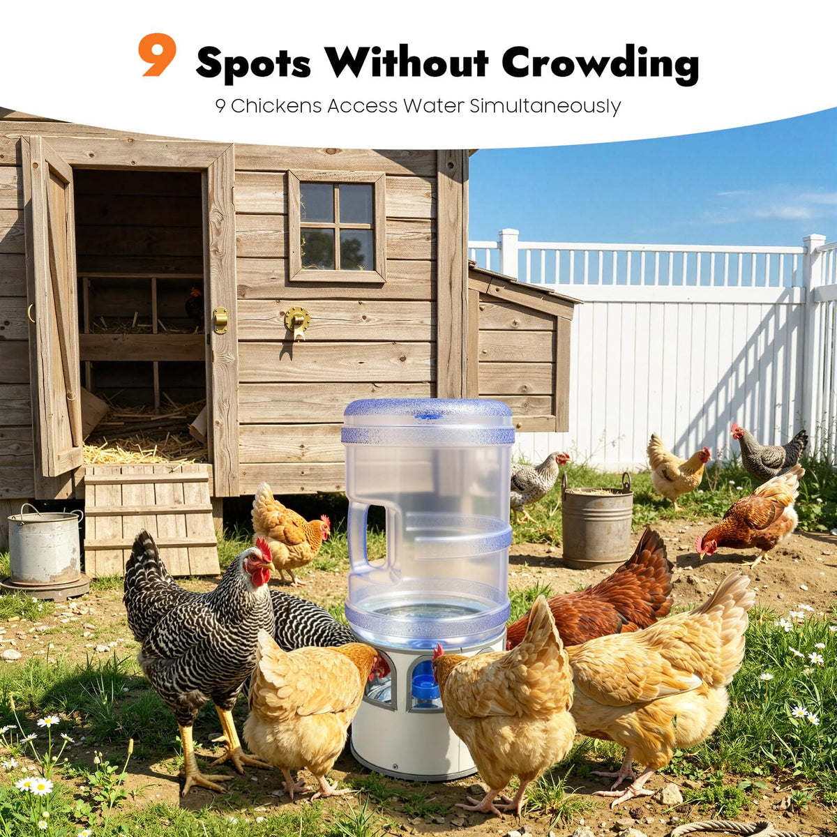 5 Gal Heated Chicken Waterer 80W Adjustable Temperature V24578
