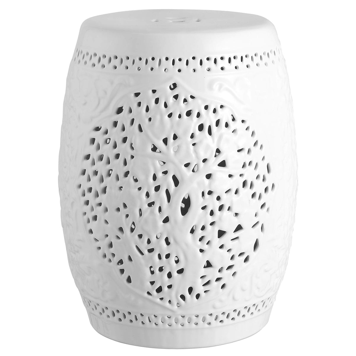 White Ceramic Garden Stool X145246