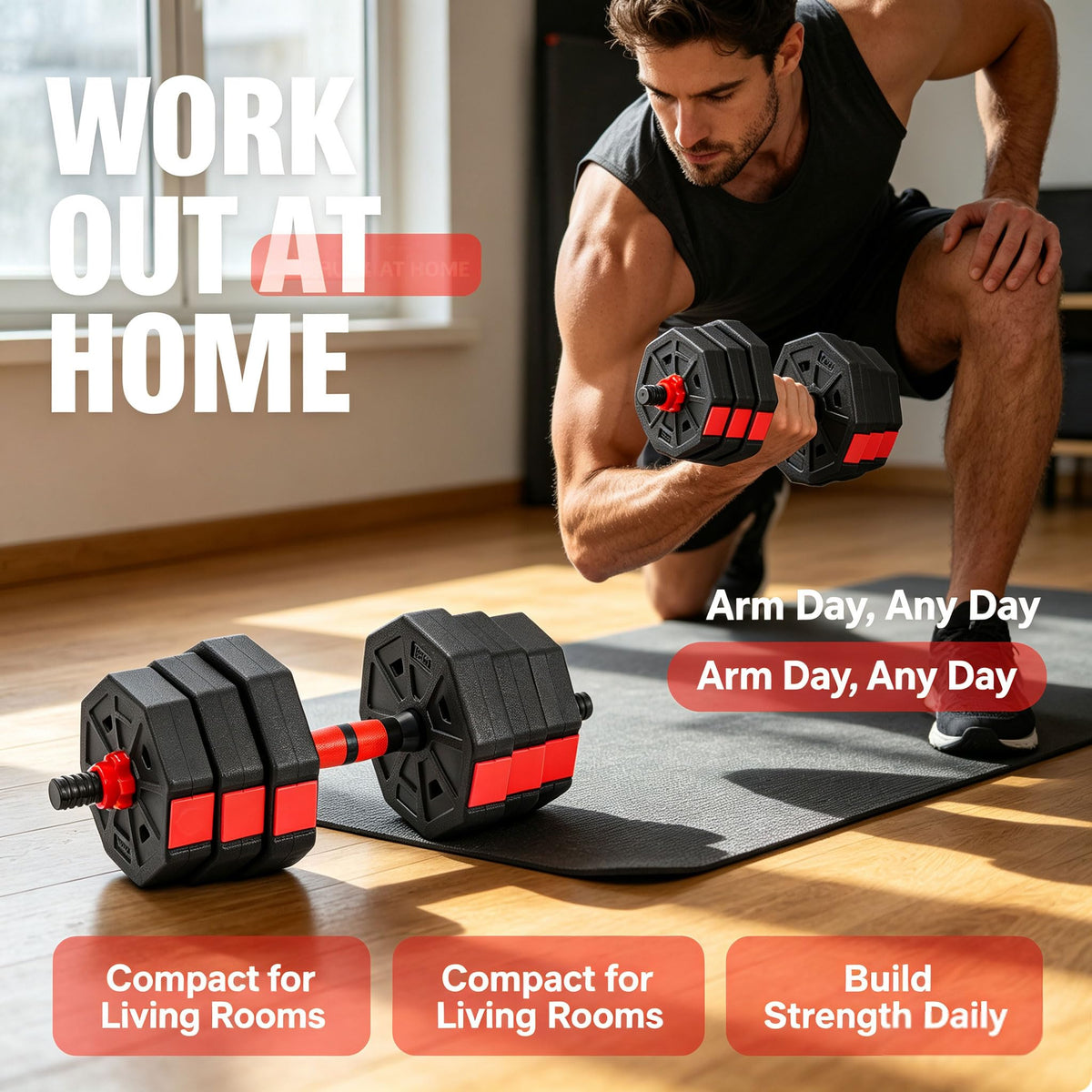 Adjustable Dumbbell Set 5-44 lbs D15168