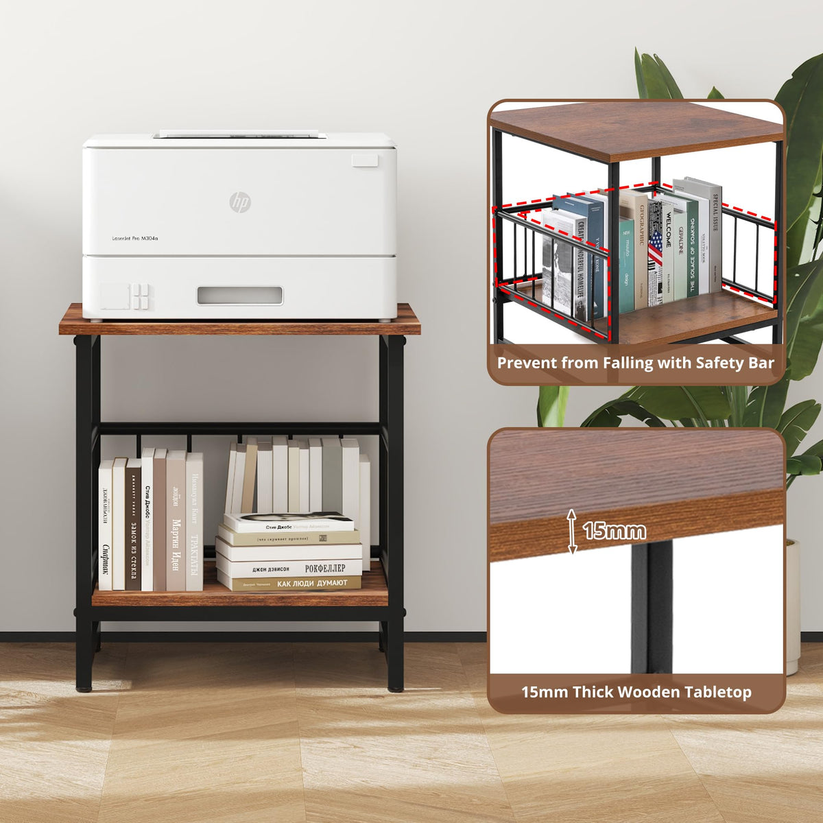 18” Square Side Table with Open Storage Shelf B42073