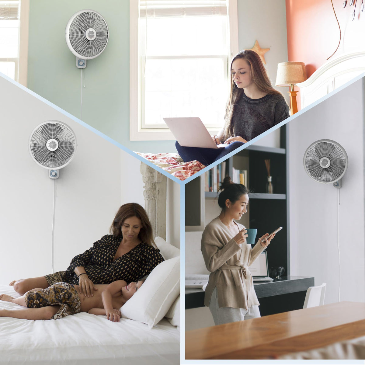 16" 3-Speed Oscillating Wall Mount Fan H181