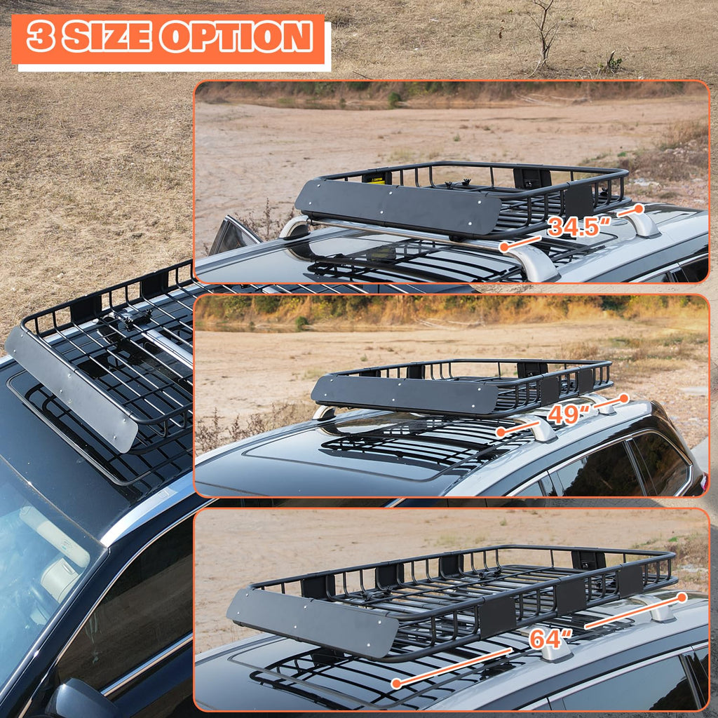 64" x 39" x 5" 200lb Heavy Duty Roof Rack Carrier Basket with Waterproof Bag E856660