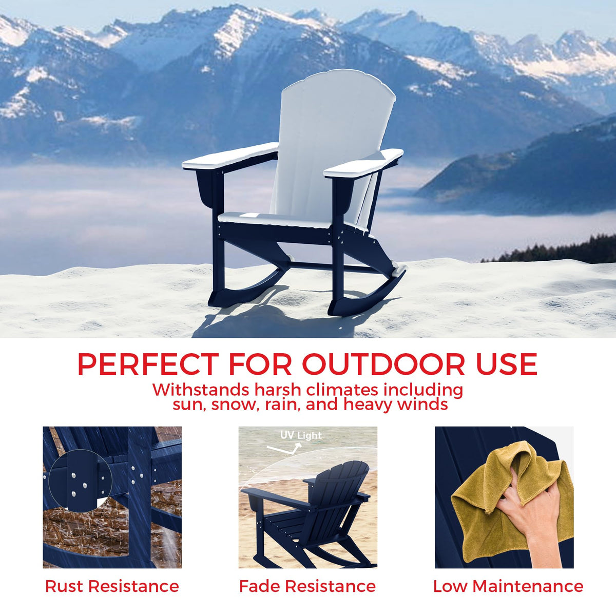 Navy Blue HDPE Adirondack Chair M844662