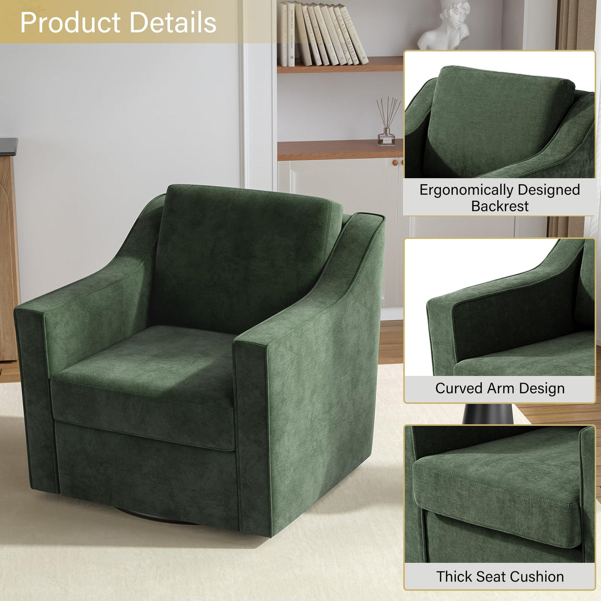 Green Swivel Accent Chairs Set of 2 M881