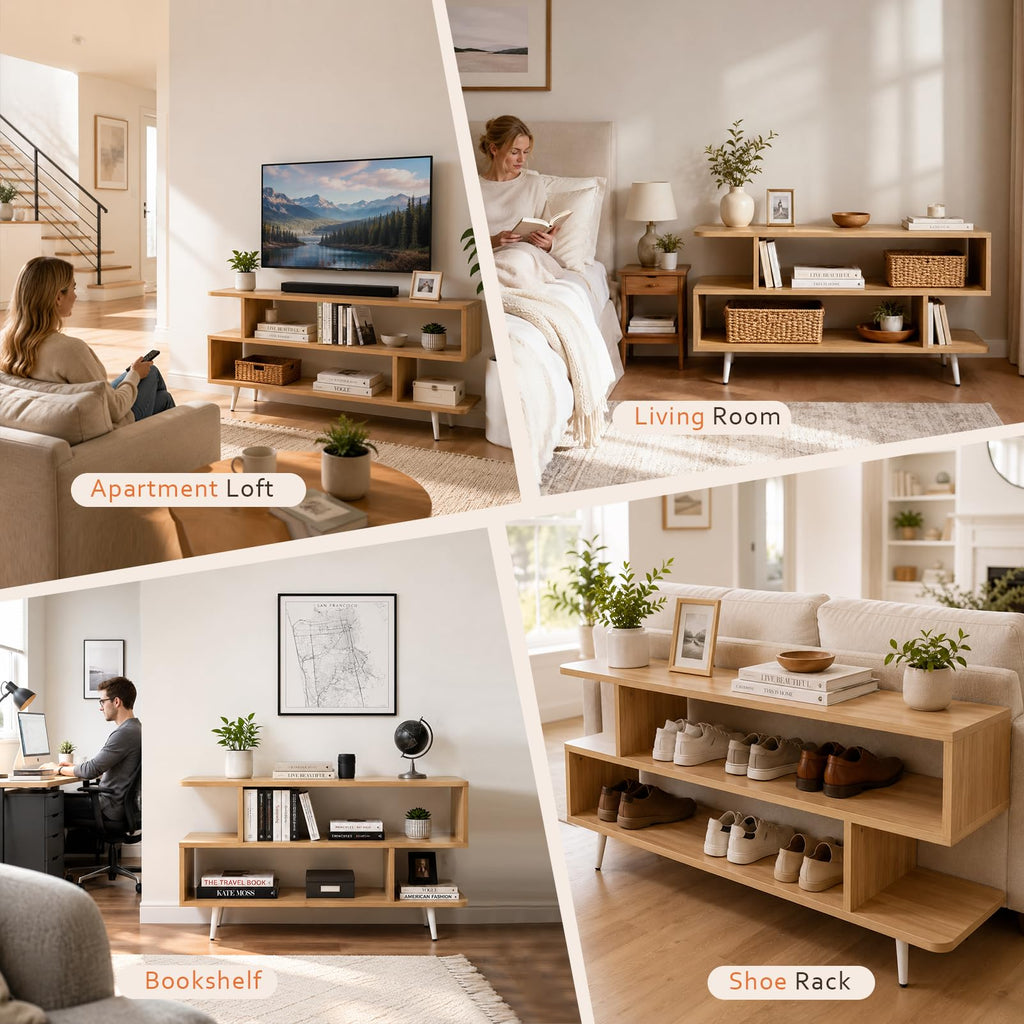 TV Stand with 3 Open Storage Shelf V211509